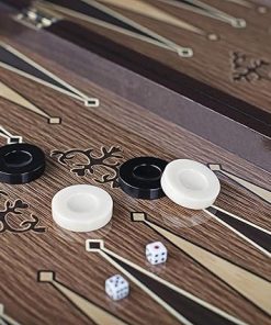 Premium Backgammon Set Wooden Folding Magnetic Game for All Ages Brown 2