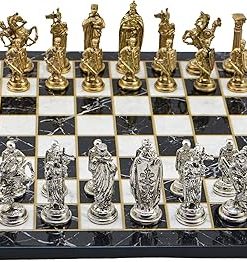 Metal Chess Set for Adults Royal British Army Handmade Wooden Board 3.35″ 2