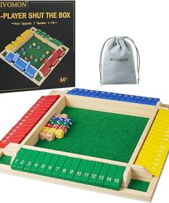 Upgrade Shut The Box Dice Game for 1-4 Players Wooden Board Game