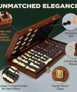 15 Inch Magnetic Chess Set 2 in 1 Board Game for Adults and Kids 2