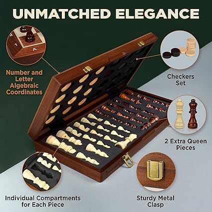 15 Inch Magnetic Chess Set 2 in 1 Board Game for Adults and Kids 2 15 Inch Magnetic Chess Set 2 in 1 Board Game for Adults and Kids - Image 2