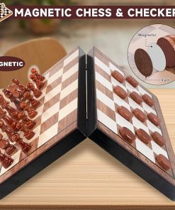 Bravmate 2 in 1 Magnetic Chess and Checkers Set with Extra Queens 15 Inches 2