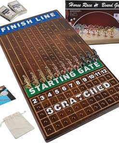Horse Race Board Game 21 Inches with Metal Horses Dice and Cards