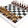 StonKraft Collectible Marble Chess Board Set + Brass Wooden Chess Pieces – 15″ Inches, 2 Players, Age 12+