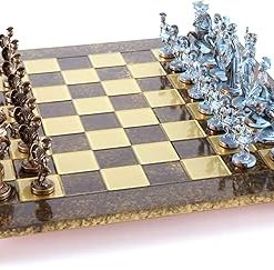 Greek Roman Army Large Chess Set Blue Copper Brown Chess Board