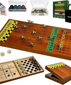 Large 23 Inch Horse Race Board Game Luxury Metal Horses 4 in 1 Foldable
