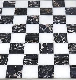 Royal Chess Mall – 15” Borderless Marble Stone Luxury Chess Board – Black and White Stone