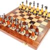 Hand-Carved 14×14 Wooden Chess Board Set with Stone Inlay and Pieces 4