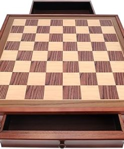 Deluxe Wooden Chess Board with Storage Drawers Camphor Wood 19 inch