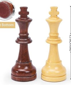 Vamslove Wooden Chess Pieces Large 4.5” King Set of 32 Luxury Staunton Wood Chessmen for Chess Game Board (Chess Pieces Only), Velvet Storage Bags Included 2