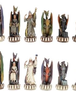 Hand Painted Dragon Chess Set Polystone Pieces for Adults Luxury Game