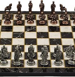 Metal Chess Set for Adults with Antique Copper Troy Spartan Figures 2