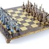 Greek Mythology Chess Set Brass Copper with Brown Chess Board 3