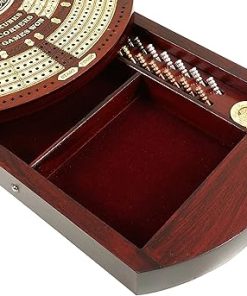 Round 4 Continuous Cribbage Board with Card Storage Drawer Maple Bloodwood 2