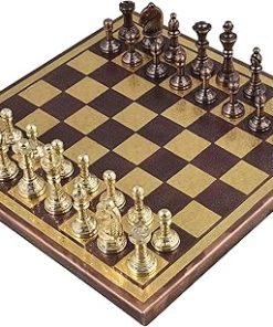 Luxury Brass Metal Staunton Chess Set with Board in Copper and Gold 2