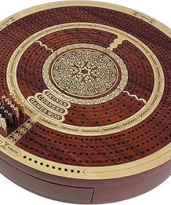 Bloodwood Cribbage Board with Card Storage Drawer and White Maple Tracks 2
