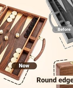 Sapele Wood Backgammon Board Game Set 15 Inch Portable Strategy Game 2