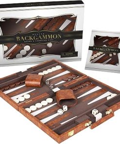 4 Pack Family Board Games Backgammon Chess Card Shuffler Sling Puck