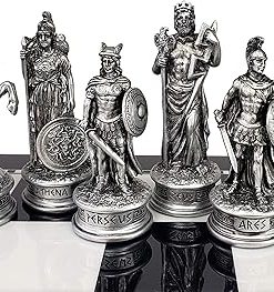 Zeus vs Poseidon Chess Men Set Bronze and Pewter Inspired by Greek Mythology