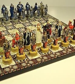 Medieval King Arthur Lancelot Chess Set With 14 Inch Mosaic Board 2