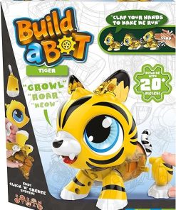 Goliath Build-a-Bot: Tiger | Build Your Own Interactive Pet Tiger | Easy Click ‘n’ Create System | 20+ Piece STEM Robot Kit for Kids | for Ages 4+, Yellow