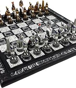 Anubis Chess Set Gold Silver Painted Figures with 16 Inch Board 2