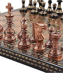 Royal Chess Mall 12 Inch Brass Luxury Chess Pieces Board Set Black Copper