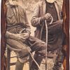 Handmade Backgammon Set, Elderly Men Gravure, Large Size (48x26cm – 18.9”x10.2 Closed) 3