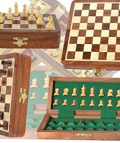 30cm Wooden Chess Set Folding Magnetic Board with Storage Solutions