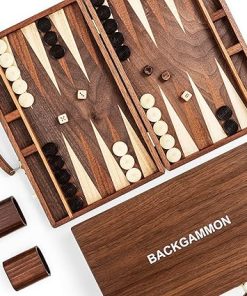Sapele Wood Backgammon Board Game Set 15 Inch Portable Strategy Game