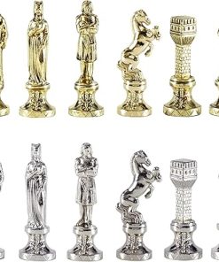 Renaissance Brass and Nickel Chess Set Without Chess Board