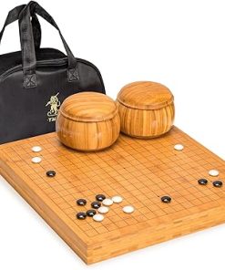 Bamboo 2-Inch Reversible Go Game Set with Melamine Stones and Bowls