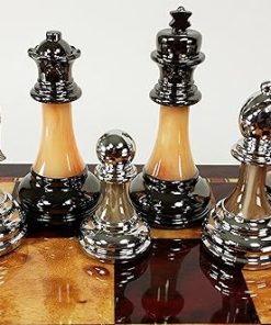 HPL 3.5 Inch King Staunton Chrome Black Plastic Chess Men Set No Board