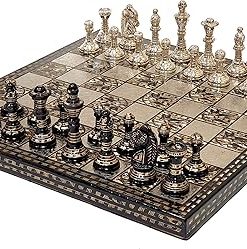 Brass Chess Board Game Set with 100% Brass Pieces 12×12 Inches