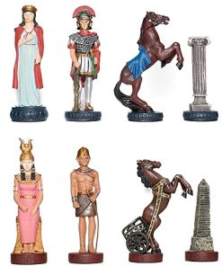 Hand Painted Roman and Egyptian Solid Pewter Chessmen King 2.5 Inches 2