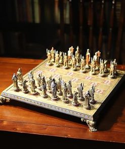Antique Roman Warrior Resin Chess Set Hand Painted Collectible Decor