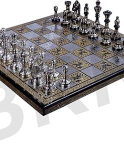 Large Brass Chess Set for Adults Hand-Carved Collectible Game Pieces 2