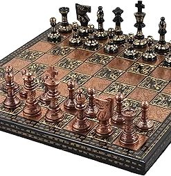 Royal Chess Mall 12 Inch Brass Luxury Chess Pieces Board Set Black Copper 2