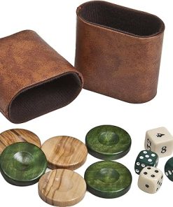 Deluxe Olive Wood Backgammon Set from Greece with Dice and Cups 2
