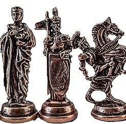 Antique Copper Medieval British Army Chess Pieces Set Without Board