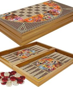 Classical Backgammon Set for Family and Friends with Wooden Board 2