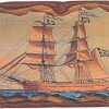 Handmade Wooden Backgammon Game Set, Old Sailing Ship Design – Small Size (30x15x5 cm – 11.8”x5.9”x1.9” Closed)