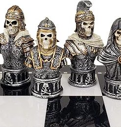HPL Medieval Times Skull Busts Gothic Fantasy Skeleton Chess Men Set – NO Board 2