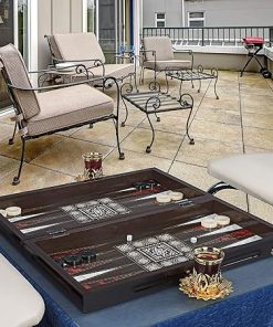 Turkish Backgammon Set with Elite Vinyl Design and Magnetic Closure