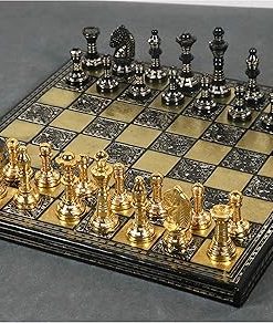 Luxury Staunton Brass Chess Set 12 Inch Gold and Black Board Pieces 2