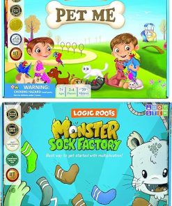 Multiplication and Division Games – Pack of 2, Pet Me and Monster Sock Factory, Math Board Games & STEM Toys for 5-9 Year Olds, Educational Gift for Kids, Homeschoolers, Grade 1 and Up