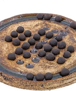 Handmade Ceramic Solitaire Board Game in Brown and Beige, 23cm Diameter 2