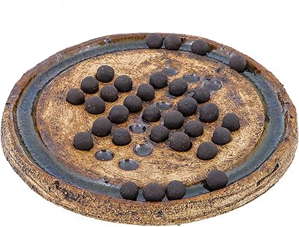 Handmade Ceramic Solitaire Board Game in Brown and Beige, 23cm Diameter 2 Handmade Ceramic Solitaire Board Game in Brown and Beige, 23cm Diameter - Image 2