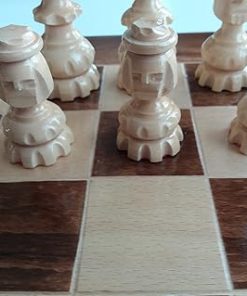 Handcarved Hazel Wood Chess Pieces with Beech Wood Chessboard Box 2