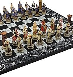 HPL Crusades Chess Set with 17″ Maltese Board King Richard Knights 2